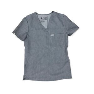 Figs Catarina One Pocket Grey Scrub Top Women’s XXS Medical Uniform
